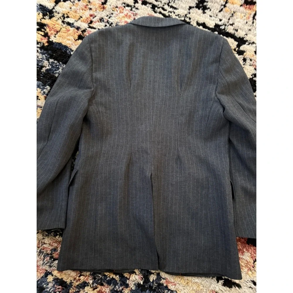 Levi Strauss & Co Business Class Mens Blazer 40R Grey Pinstripe Suit Jacket USA